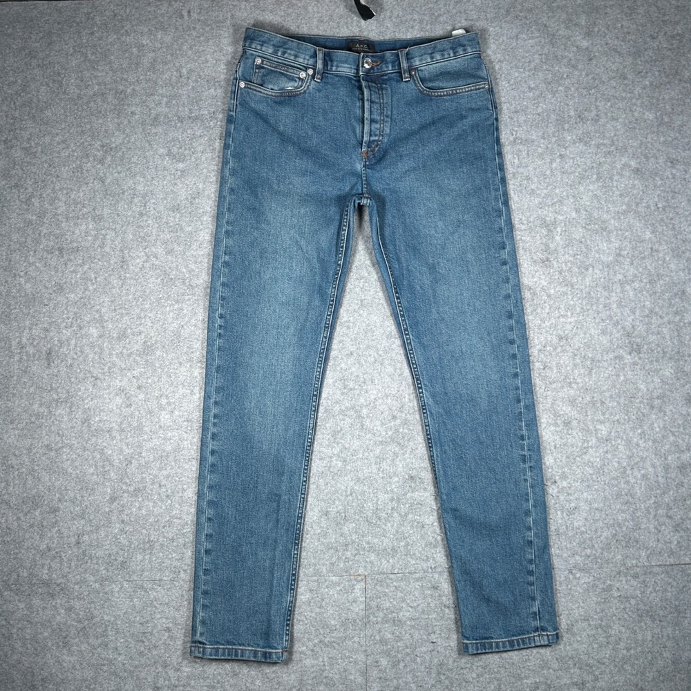 A.P.C. Denim Jeans Mens 32x30 Blue Petit New Standard Slim Fit Button Fly Casual